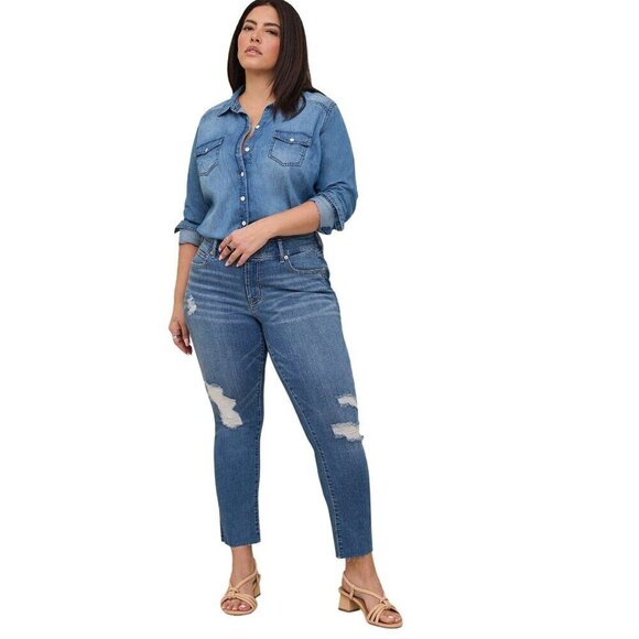Torrid 40055910 Perfect Boyfriend Ankle Premium Stretch Mid-Rise Jean Size 18T - Picture 1 of 6